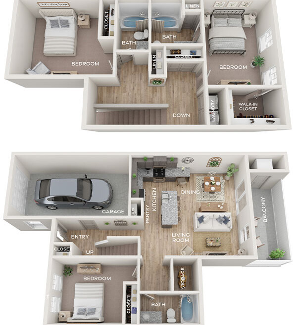 Three bedroom floor plan