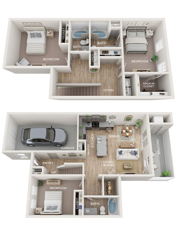 Adams Ridge Townhomes Three Bedroom, Three Bath (D2TH)